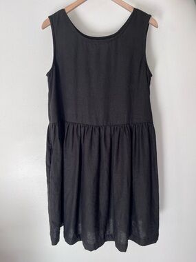 NEW notPERFECTLINEN Smock Dress - Midi Length- in Black size Medium